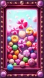 Placeholder: 2D game window board element (candies style) color pink/purple/white