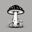 Placeholder: mushroom, black and white, cartoon, drawing, cute, creature, simple