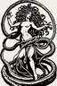 Placeholder: Gorgon medusa in full height, dancing