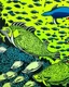 Placeholder: A lime green underwater reef with poisonous fish painted by Roy Lichtenstein