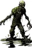 Placeholder: zombie, drooling black liquid, full body, attacking, profile, looking serious, in a comic book, post-apocalypse,