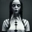 Placeholder: addams family,wednesday addams make up, wednesday addams black dress, wednesday addams hair, hyper detail, octane render, unreal engine 5, 8k resolation