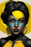 Placeholder: A portrait of a superhero woman who resembles the singer Brandy in the style of The Watchmen