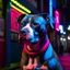 Placeholder: um pitbull com luzes de neon em londres