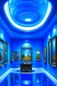 Placeholder: A museum for displaying paintings whose side walls are oval and made of blue glass