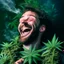 Placeholder: A man enjoying the intoxicating feeling from the weed