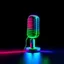 Placeholder: neon microphone on a white table