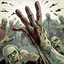 Placeholder: zombie hand pointing, comic book, illustration,