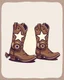 Placeholder: a pair of cowgirl boots with a large star in the pattern on their sides. Vector illustration