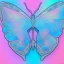 Placeholder: pastel colors, blue, pink, white, butterfly