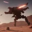 Placeholder: Armored Core machine robot fights another Armored Core fly in the sky in the desert with the ocean where you can see the space in the sky with the twilight on the horizon, 4k resolution