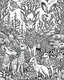 Placeholder: forest animals, coloring page, perfect composition, beautiful perfect coloring page, white, ((((white)))))