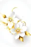 Placeholder: white flowers with golden tech white background and add pink flower