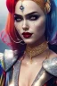 Placeholder: Hulya Avsar as Harley Quinn Photorealistic dramatic hyperrealistic criyng clown paint ,Crystal black eyes, elegant, by WLOP,Artgerm,Greg Rutkowski, Beautiful dynamic,shadows,Artstation,concept design art,Octane render,8K