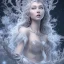 Placeholder: gorgeous goddess of ice and snow wearing a crystalline ice crown and standing next to a beautiful gray wolf, 8k resolution, centered, high-quality, fine-detail, iridescent, intricate, digital art, detailed matte, volumetric lighting, beautiful, illustration, 3D octane render, margaret weiss, brian froud, howard lyon, selina french, anna dittmann, annie stokes, lisa parker, greg rutowski,