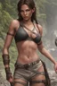 Placeholder: digital image of young Lara Croft from Tomb Raider, belly piercing, slim body