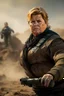 Placeholder: portrait of Erna Solberg making excuses as fat floating harkonen boss on elvated podium in a rocky desert scene from dune, shot on Hasselblad h6d-400c, zeiss prime lens, bokeh like f/0.8, tilt-shift lens 8k, high detail, smooth render, down-light, unreal engine, prize winning