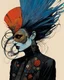 Placeholder: Jean- Giraud Moebius, Max Ernst, and Ravi Zupa, surrealistic Vogue style, ink oil fashion illustration, (full body, close up, shot:1.6), avant garde haute couture, goth vampire girl with highly defined hair and facial features, black mascara, broad brushstrokes, energetic, highly detailed, boldly inked, vivid chromatic color, ethereal, otherworldly