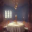 Placeholder: Camelot room made of cotton, darkness, lonely king, 16k quality, hyper realistic, 3d render, dramatic lighting, octane render, volumetric lighting