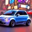 Placeholder: Disney 3d car, fiat 500, with black wheels, in Times square, art photography, soft focus, intricate, highly detailed, artstation, sharp focus, cinematic spot light, illustration, art by artgerm, ultrarealistic UHD face, 85mm, Canon, bokeh, blue background, stunning