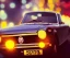 Placeholder: fiat 125p, city. high speed. bokeh. lens flare. warm lights. high detailed. oil on canvas