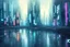 Placeholder: Cyberpunk City near the trees, blade runner influence, sci-fi, impressionism painting