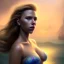 Placeholder: A beautiful portrait of Scarlett Johansson as a mermaid , leaning on a ships deck ,Rough sea in the background, (digitall art by Eugene de Blaas and Ross Tran, vibrant color scheme, highly detailed, in the style of romanticism, cinematic, artstation best quality, realistic lighting, masterpiece portrait, details light dusting , cowboy shot from above, simple chain hauberk Vector art digital illustration 3D shading )