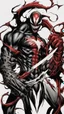 Placeholder: A close picture of Venom symbiote like ghost of Sparta red tattoos and Clothes, holding blade of choice