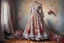 Placeholder: A beautiful romantic ruffled dress, decorated with beautiful embroidered flowers and lace, hanging on a hanger in a bedroom by the fireplace, in the light of the fireplace, Hyper realistic, oil on canvas award winning fantastic view ultra detailed acrylic art Ultra realistic Impressionism Surrealism simen johan, sharp focus intricate oil on canvas cinematic lighting photorealistic high detail ultra detailed crisp quality colourful