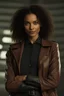 Placeholder: Maisie Richardson-Sellers as Matilda Harris, Doctor Who companion, black leather outfit.