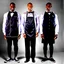 Placeholder: Three black waiters with different uniforms presents lunch