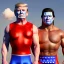 Placeholder: Realistic image of Donald trump wrestler, Mexican wrestling style, eyes mask, red and blue breeches, glow confederate flag dress, suspenders, retro style, 80s, vibrant color, highly detailed, sky background, concept art, unreal engine 5, god rays, ray tracing, RTX, lumen lighting, ultra detail, volumetric lighting, 3d, finely drawn, high definition, high resolution.