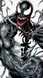 Placeholder: A close picture of Venom symbiote as ghost of Sparta red tattoos and Clothes, holding blade of choice