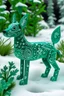 Placeholder: A bluish green tundra in winter season with falling snowflakes designed in Oaxacan Alebrijes