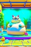 Placeholder: A fat palace cat getting a message in a spa, 3d animation ,funny