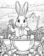 Placeholder: B/W outline art,coloring book page, full white, super detailed illustration for adult,"Silly Love Tale: The Rabbit Who Lost His Carrots in the Eyes of Another", crisp line, line art, high resolution,cartoon style, smooth, law details, no shading, no fill, white background, clean line art,law background details, Sketch style.