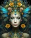 Placeholder: surrealism, grotesque, mysticism, flower planet, fabulous living outlandish dragonfly floral spiral twisted ornate world in baroque style half body fairy girl forest dryad dragonfly made of huge fractal weaves and vortices of petals, tattoos, bioluminescence, buds, dragonflies, smile, joy, ornate lenticular clouds, fractal swirls, a splash of bright saturated colors, professional photography, ultra-high detail, bright lighting.