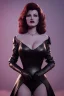 Placeholder: Rita Hayworth as evil queen in black leather, busty, cleavage, curvy, angry, stern look. character design by cory loftis, fenghua zhong, ryohei hase, ismail inceoglu and ruan jia. unreal engine 5, artistic lighting, highly detailed, photorealistic, fantasy