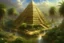 Placeholder: Egyptian pyramid of giza in the center of a lush garden surrounded by a band of water that flows in The four rivers of Eden, in the garden of eden, this garden is a magical oasis surrounded by a vast and golden desert, Hyper Detailed Face, Photorealistic, Intricately Detailed, Oil Painting, Heavy Strokes, By Jean Baptiste Monge, By Karol Bak, By Carne Griffiths, Masterpiece, Unreal Engine 3D; Symbolism, Colourful, Polished, Complex; UH