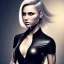 Placeholder: Very muscular woman with short blonde hair wearing a black teeshirt