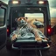 Placeholder: surreal dramatic image of a anthropomorphic cheetah wearing an oxygen mask reclining on a gurney being loaded into an ambulance. The mask, with tubes stretched out, gives a chilling vibe. Background is a wheat field with a crashed car nearby, portraying an ominous event. Scene shrouded in mystery, with a sinister atmosphere that pulls the viewer into a surreal, glitchy world.