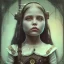 Placeholder: a little girl looking like a pirate, steam punk, scary, horror, realistic, made in octane, cinematic, ultra-realistic, extremely detailed octane rendering, 8K, VRAY Super Real ar 2:3, dof photorealistic futuristic 50mm lens hard lighting dark gray tintype photograph, realistic lighting, sephia colors