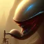 Placeholder: closeup on alien vampire in dumper truck, book cover, fantasy art, sketch, movie poster