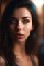 Placeholder: a cute brunette that stares at us like we are the prettiest she has ever seen, its such a perfect day, motion blur, smoke, 8k, downlight, soft light, depth of field, photorealism, trending on art station, lotsa detail