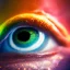 Placeholder: close macro photo shot of an eye of an elf girl, magic is seen deep inside, mirroring, hyperrealistic, colorful, cinematic lighting