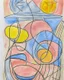 Placeholder: Abstract paul klee painting on pastel paper with sketchy pencil outlines