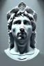 Placeholder: Ultra Realistic image, Roman sculpture, white marble material, Lionel Messi, sun radial crown, chisel style, waist up portrait, epic, celestial, cinematic lighting, God light, god rays, 4k resolution, smooth details, ornate details, soft lighting, unreal engine 5, marble background.