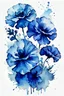 Placeholder: Stylized blue carnations loose translucent watercolor.