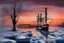 Placeholder: Amazing sunset, trees, ice, winter, ships, philip wilson steer impresionism painting