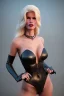 Placeholder: Claudia Schiffer as evil queen in leather gown, voluptuous, cleavage, stern, angry, emperious, 8K, realistic, high definiton, unreal 5 engine, dramatic lightning, low key lightning